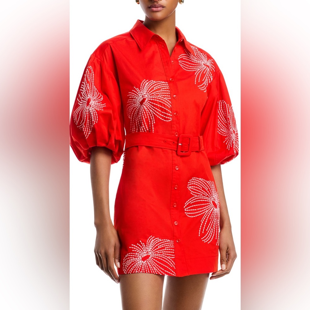 Cinq a Sept Rhea Sunburst Puff-Sleeve Mini Dress